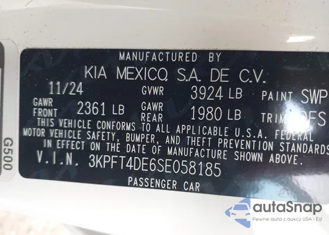 2025 Kia K4 Lxs from USA, damaged, VIN 3KPFT4DE6SE058185